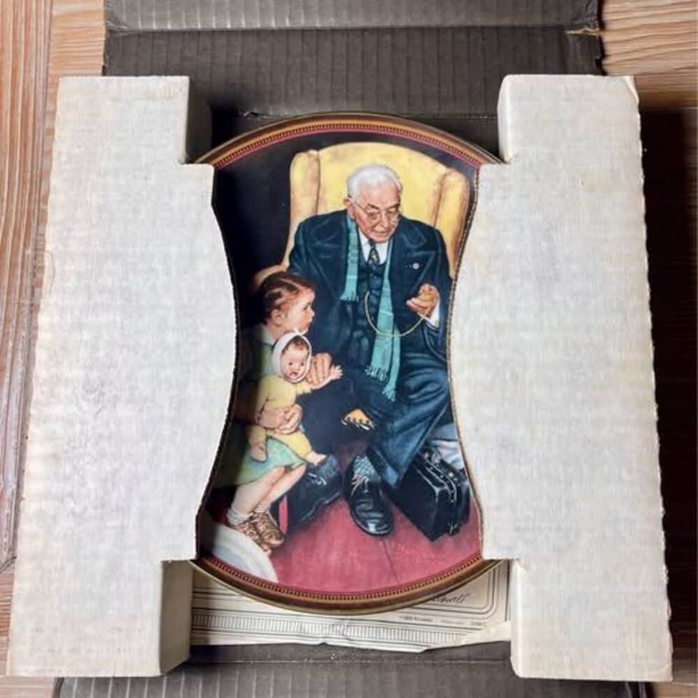 1987 Norman Rockwell Grandpa’s Gift Knowles Collector Plate COA Original Box